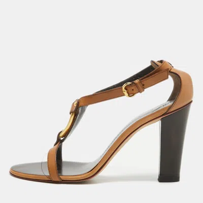 Pre-owned Giuseppe Zanotti Brown Leather Ankle Strap Sandals Size 40
