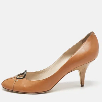 Pre-owned Giuseppe Zanotti Brown Leather Round Toe Pumps Size 40