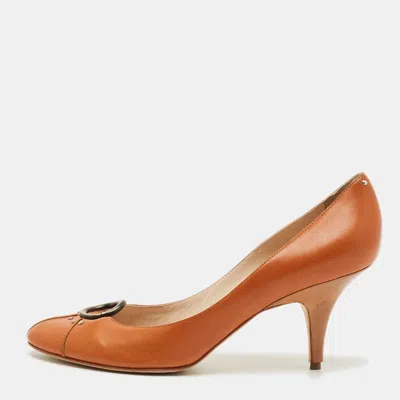 Pre-owned Giuseppe Zanotti Brown Leather Round Toe Pumps Size 40