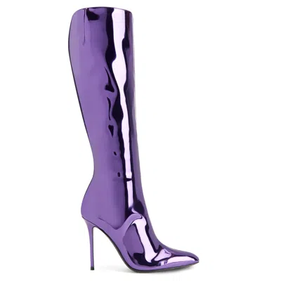 Giuseppe Zanotti Brytta High 90mm Leather Boots In Silver