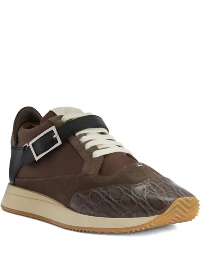 Giuseppe Zanotti Buckle-strap Crocodile-effect Low-top Sneakers In Multi