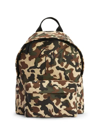 Giuseppe Zanotti Bud Camouflage Logo Backpack In Black