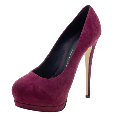 Giuseppe Zanotti Burgundy Suede Platform Pumps In Purple