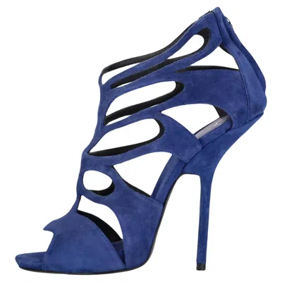 Pre-owned Giuseppe Zanotti Butterfly Cut-out Suede Sandals In Purple