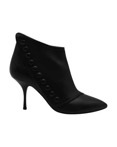 Giuseppe Zanotti Buttoned Ankle Heel Boots In Black Leather