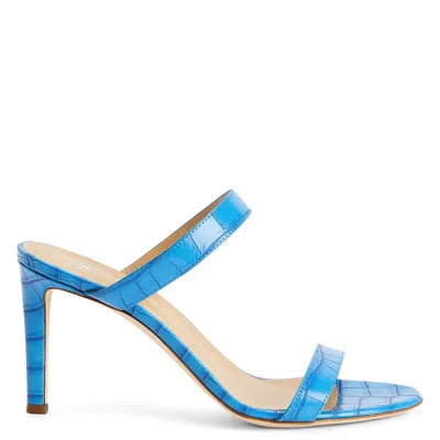 Giuseppe Zanotti Calista 85mm Double-strap Leather Mules In Blue