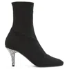 Giuseppe Zanotti Cotton Crystal-heel Ankle Booties In Black