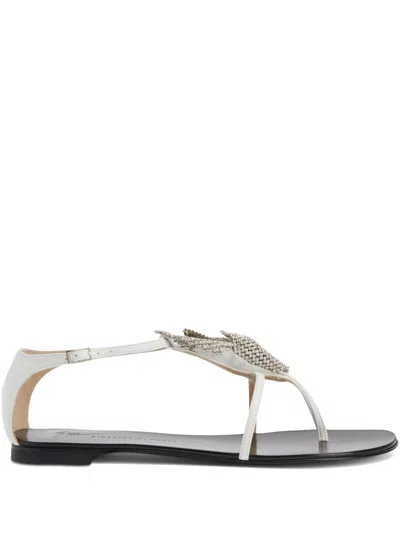 Giuseppe Zanotti Calla Flowers Sandals In White