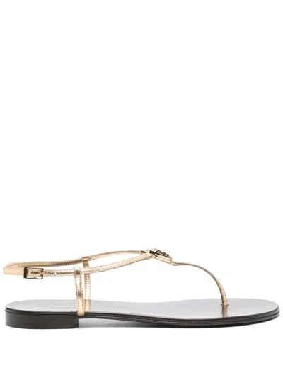 Giuseppe Zanotti Flache Camelie Sandalen In Gold