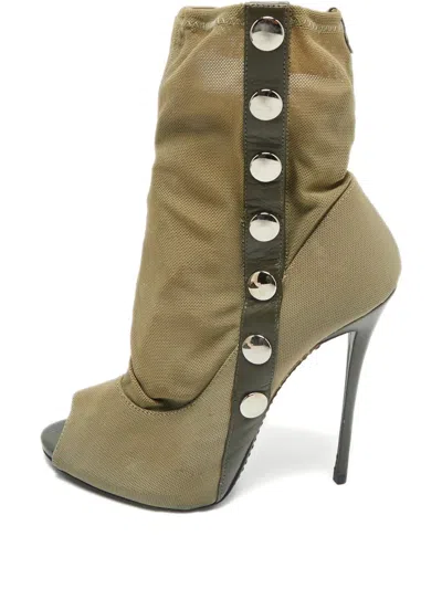 Pre-owned Giuseppe Zanotti Canvas Stiletto Heeled Boots In Neutral