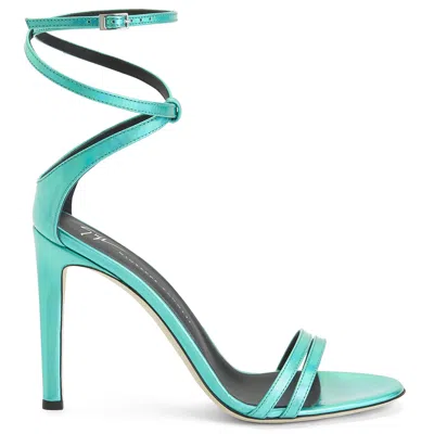 Giuseppe Zanotti 105mm Metallic-effect Stiletto Sandals In Blue
