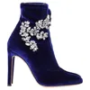 Giuseppe Zanotti Celesta Crystal Embellisehd Ankle Boots In Blue Velvet In Blue