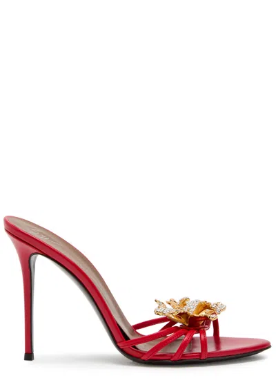 Giuseppe Zanotti Clandestino 105 Embellished Leather Sandals In Red
