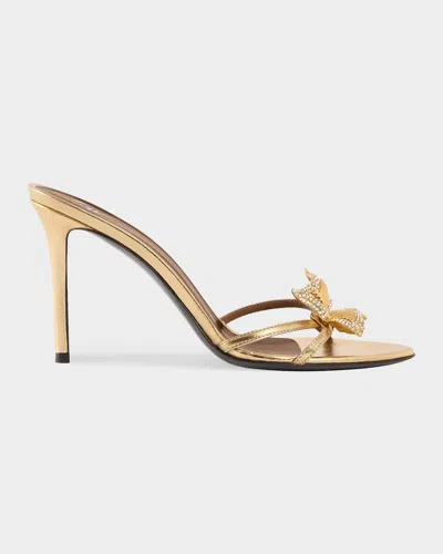 Giuseppe Zanotti Clandestino 95mm Crystal-embellished Leather Sandals In Gold