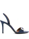 Giuseppe Zanotti Satin Heel Sandals Embellished Buckle In Blue