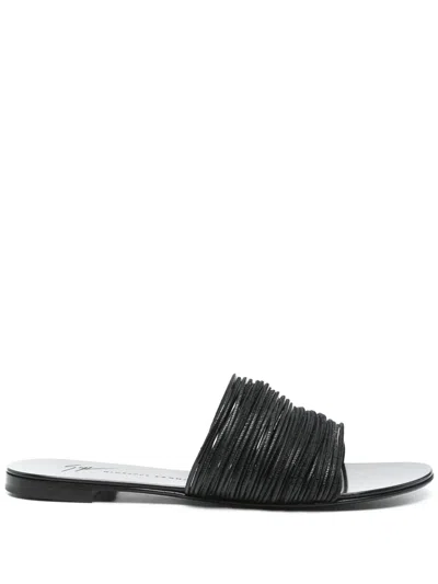 Giuseppe Zanotti Clio Flat Slides In Black