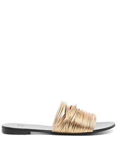Giuseppe Zanotti Clio Flat Slides In Gold