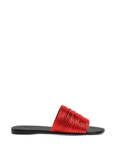 Giuseppe Zanotti Clio Laminated Leather Sandals In Red