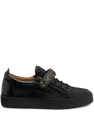 Giuseppe Zanotti Coby Leather Sneakers In Black