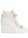 Giuseppe Zanotti Lorenz Leather Wedge Sneakers In White