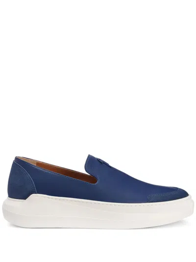 Giuseppe Zanotti Conley Leather Loafers In Blue