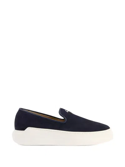Giuseppe Zanotti Conley Signature Velour Loafers In Blue