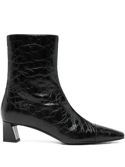 Giuseppe Zanotti Crocodile-effect Block-heel Boots In Black
