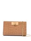 Giuseppe Zanotti Crocodile-effect Clutch Bag In Brown