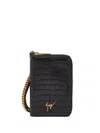 Giuseppe Zanotti Crocodile-embossed Shoulder-strap Purse In Black