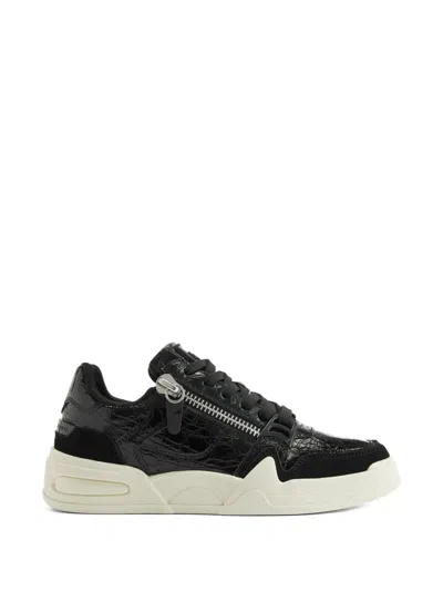 Giuseppe Zanotti Crocodile Print Zip Trainers In Black