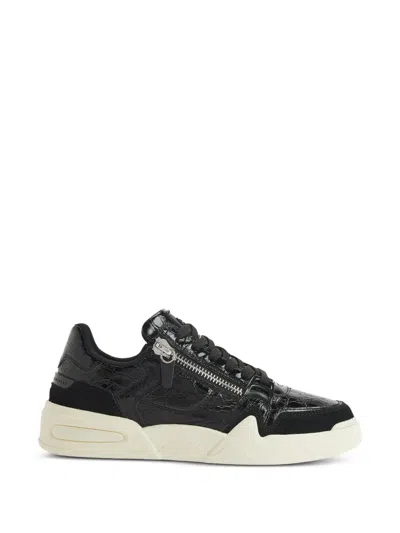 Giuseppe Zanotti Crocodile Print Zip Trainers In Black