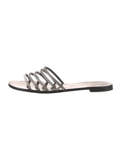 Pre-owned Giuseppe Zanotti Crystal Crystal Embellishments Slides In Black