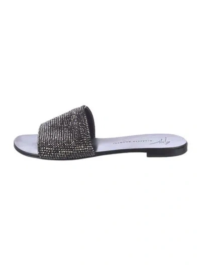 Pre-owned Giuseppe Zanotti Crystal Crystal Embellishments Slides In Black