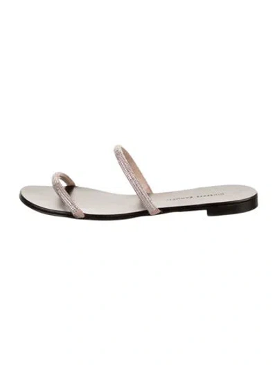 Pre-owned Giuseppe Zanotti Crystal Crystal Embellishments Slides In Brown