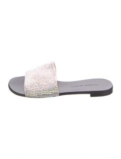 Pre-owned Giuseppe Zanotti Crystal Crystal Embellishments Slides In Gold