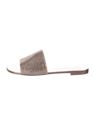 Pre-owned Giuseppe Zanotti Crystal Crystal Embellishments Slides In Metallic/pink