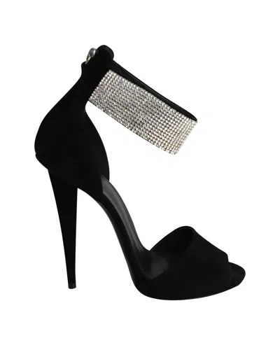 Giuseppe Zanotti Crystal-cuff High Heel Sandals In Black Suede