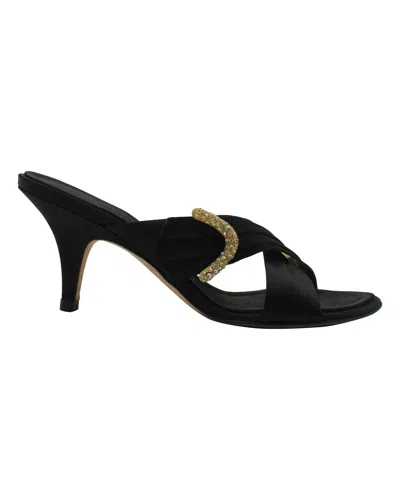 Giuseppe Zanotti Crystal-embellished Cross-strap Mule Sandals In Black Satin