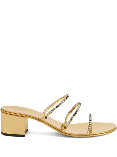 Giuseppe Zanotti Crystal-embellished Heeled Sandals In Gold