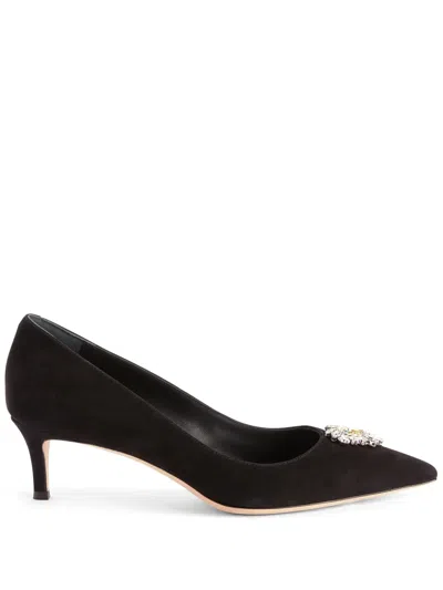 Giuseppe Zanotti Crystal-embellished Leather Pumps In Black