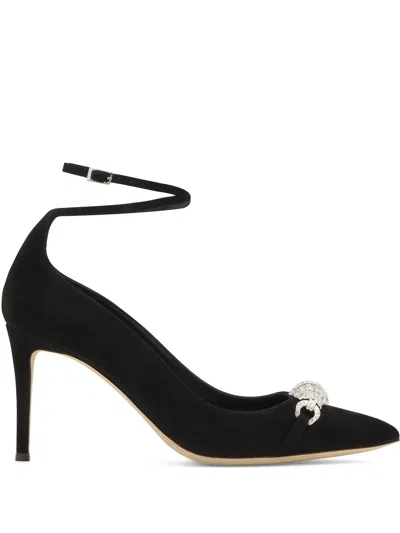 Giuseppe Zanotti Crystal-embellished Suede Pumps In Black