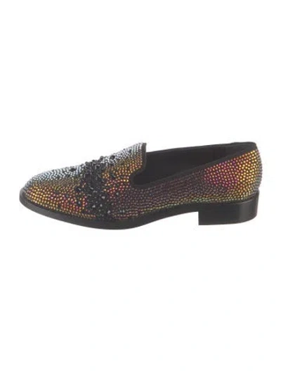 Pre-owned Giuseppe Zanotti Crystal Embellishments Loafers In Black