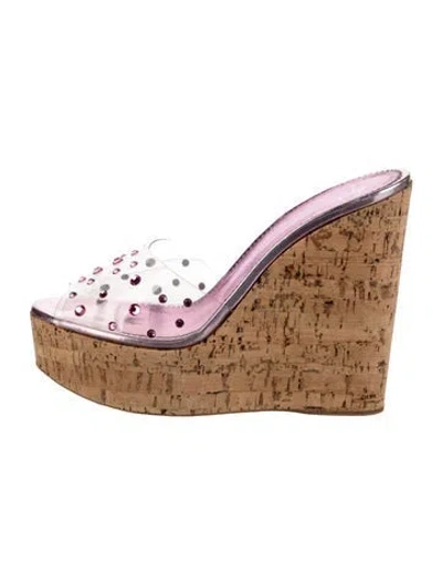 Pre-owned Giuseppe Zanotti Crystal Embellishments Slides In Metallic/purple