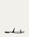 Giuseppe Zanotti Crystal Jewel Thin Strap Leather Sandals In Nero