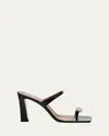 Giuseppe Zanotti Crystal Jewel Thin Strap Leather Sandals In Nero