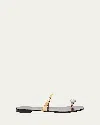 Giuseppe Zanotti Crystal Jewel Thin Strap Leather Sandals In Gold