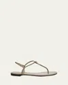 Giuseppe Zanotti Crystal Leather Thong Sandals In Brown