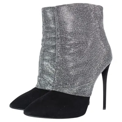 Pre-owned Giuseppe Zanotti , Crystal Mesh Ankle Boots In Black