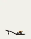 Giuseppe Zanotti Crystal Orchid & Leather Kitten-heel Mule Sandals In Black