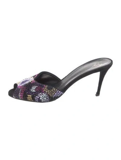 Pre-owned Giuseppe Zanotti Crystal Patterned Mules In Black